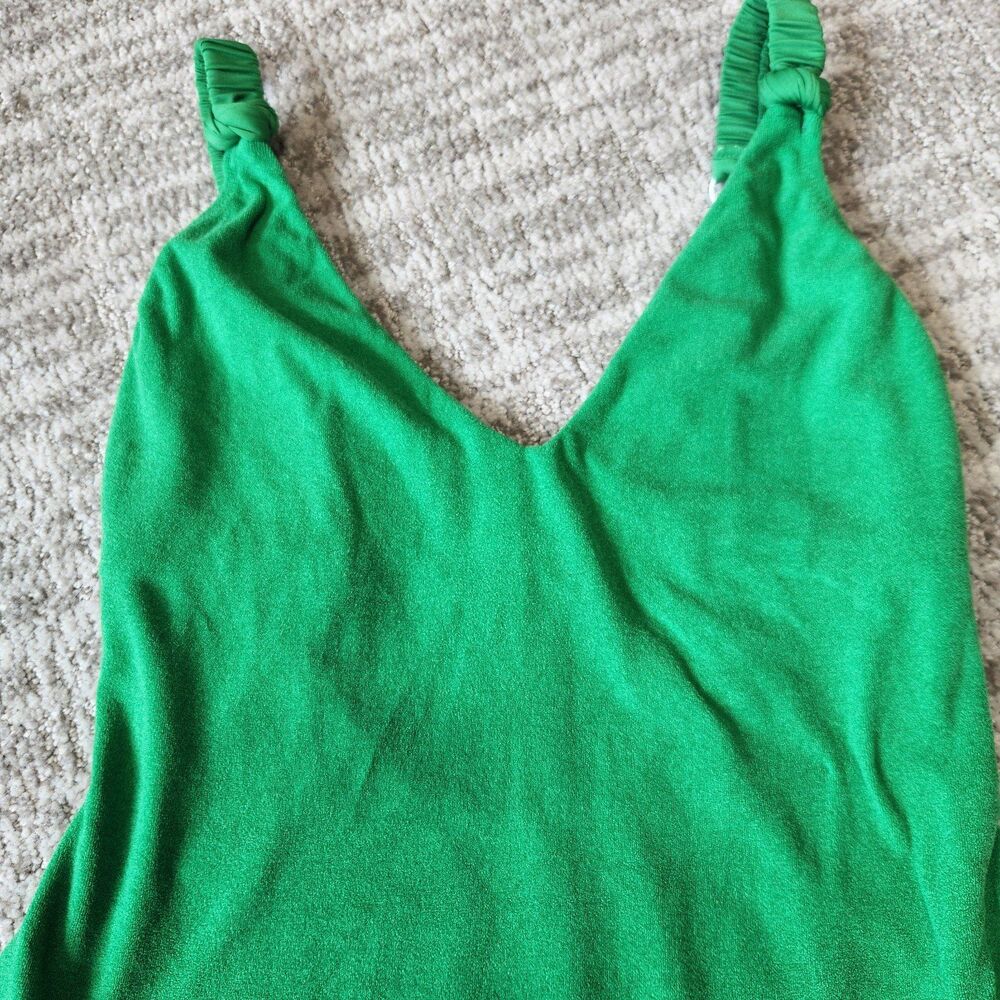 Sanctuary womens high leg one piece swimsuit kelly green micro terry size M - Picture 6 of 12